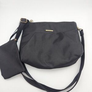 Travelon Crossbody Shoulder Bag Black Nylon Anti Theft Travel Purse w Pouch